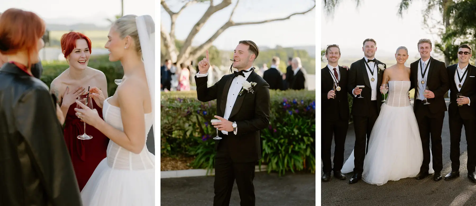 Congratulations all round during canapes on the lawn, Botanica Plantation House