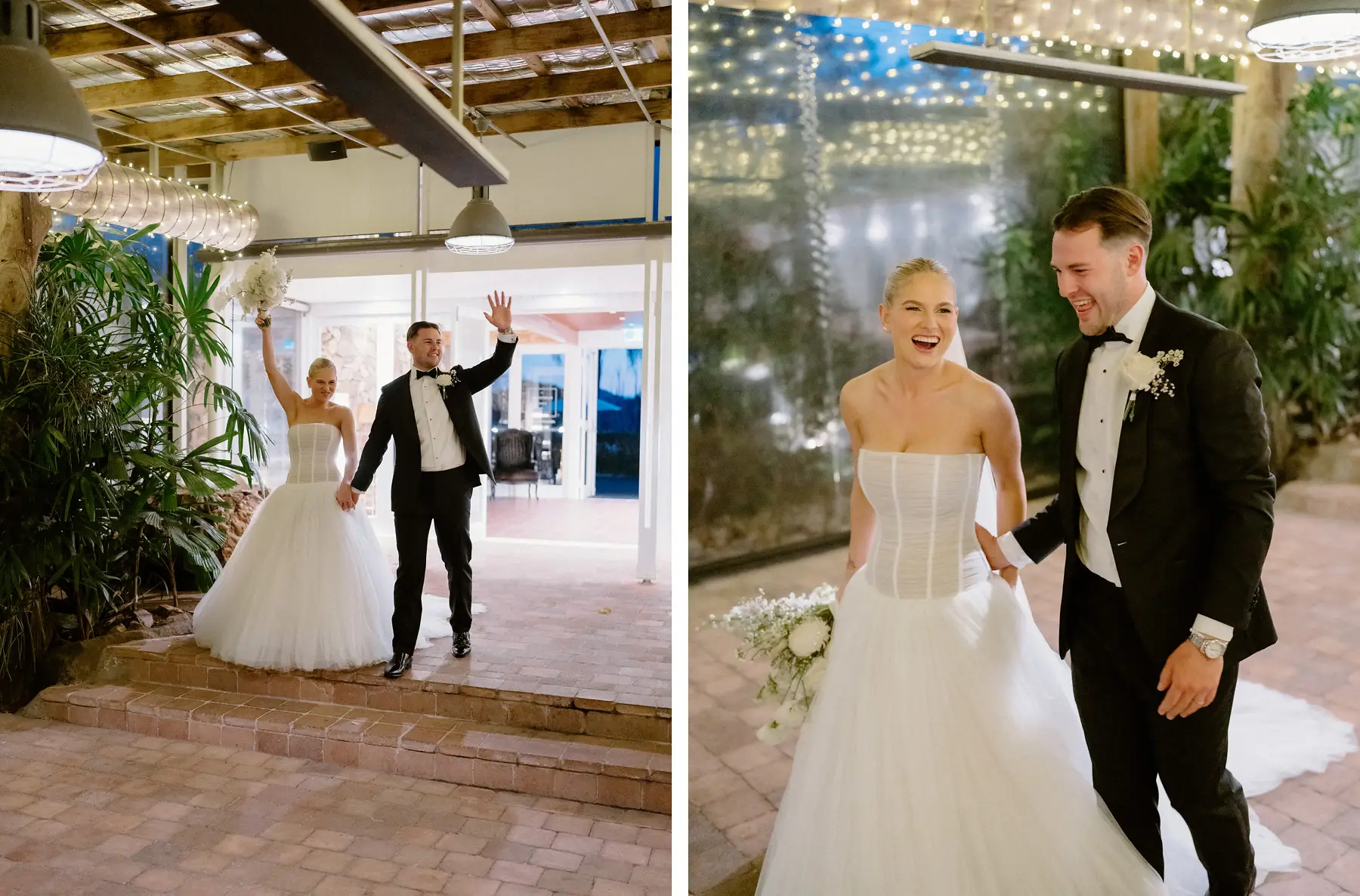 Georgia and Kaes making their entrance to the reception, Botanica Plantation House