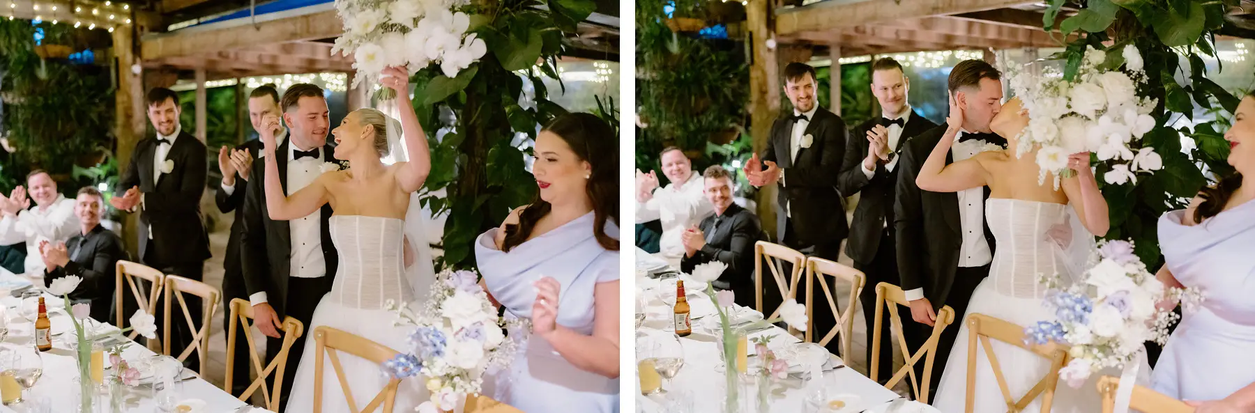 The room on its feet as the couple reach the bridal table, Botanica Plantation House