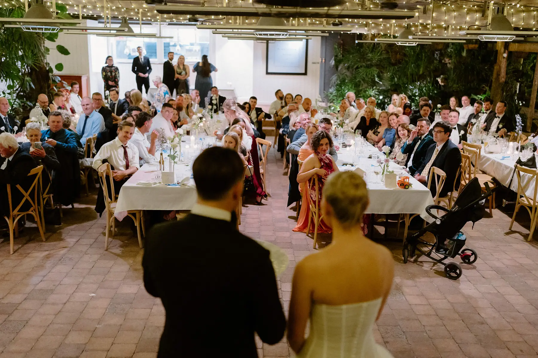 Georgia and Kaes addressing their guests together, Botanica Plantation House