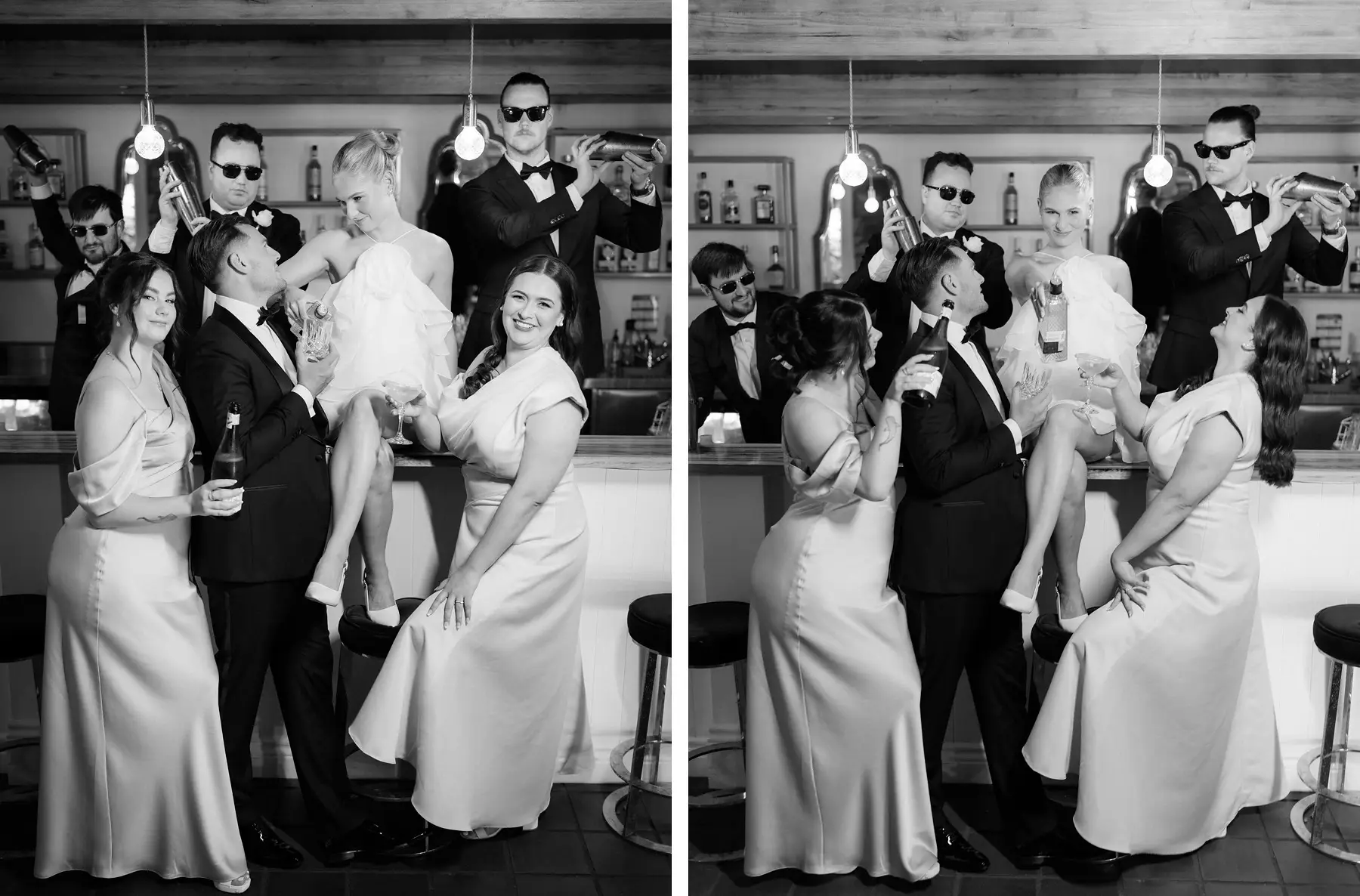 The bar takeover, in black and white, Botanica Plantation House