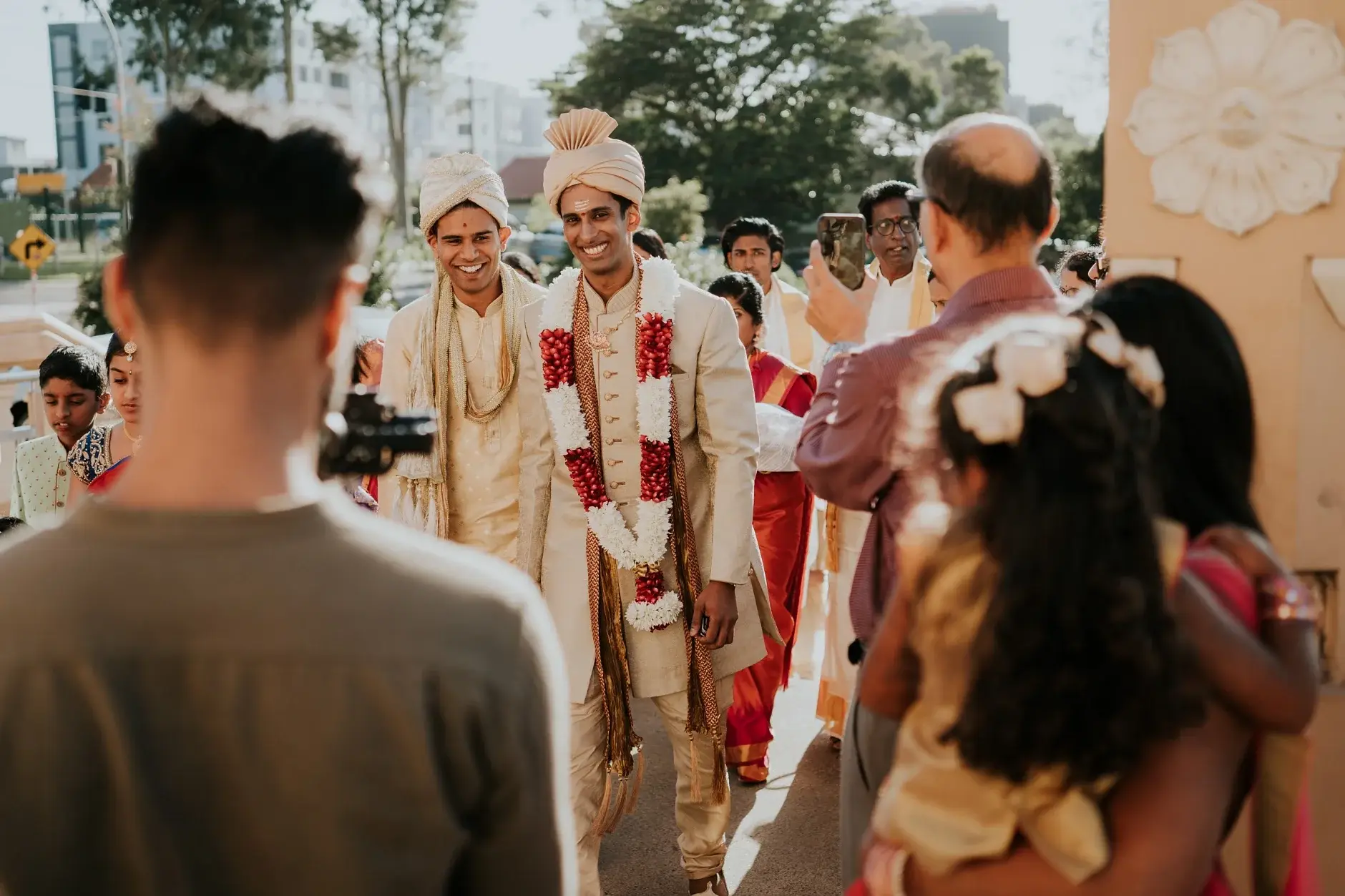 Brahman arriving at the temple beneath a canopy, Sydney