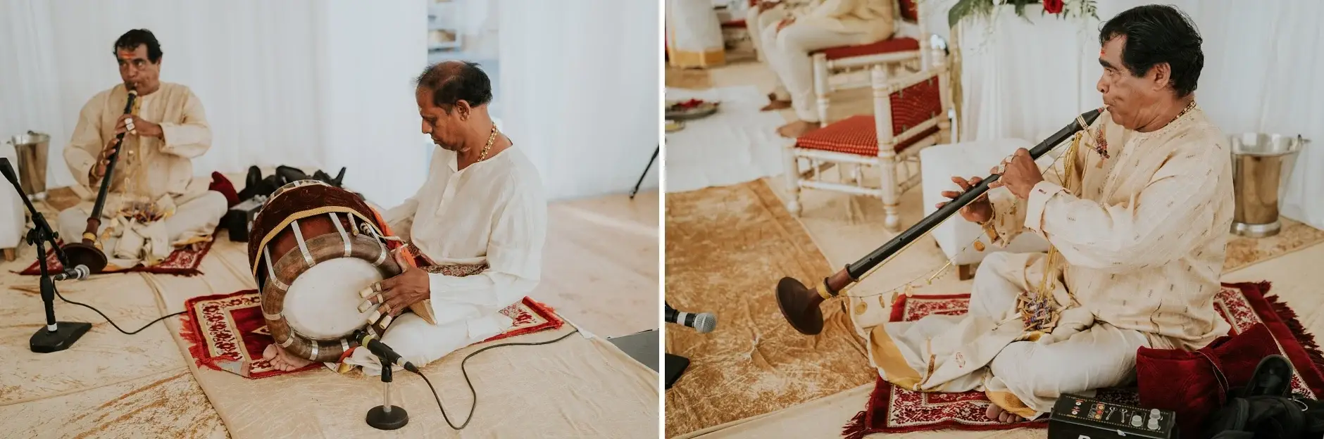 The thavil and nadaswaram musicians playing at the ceremony