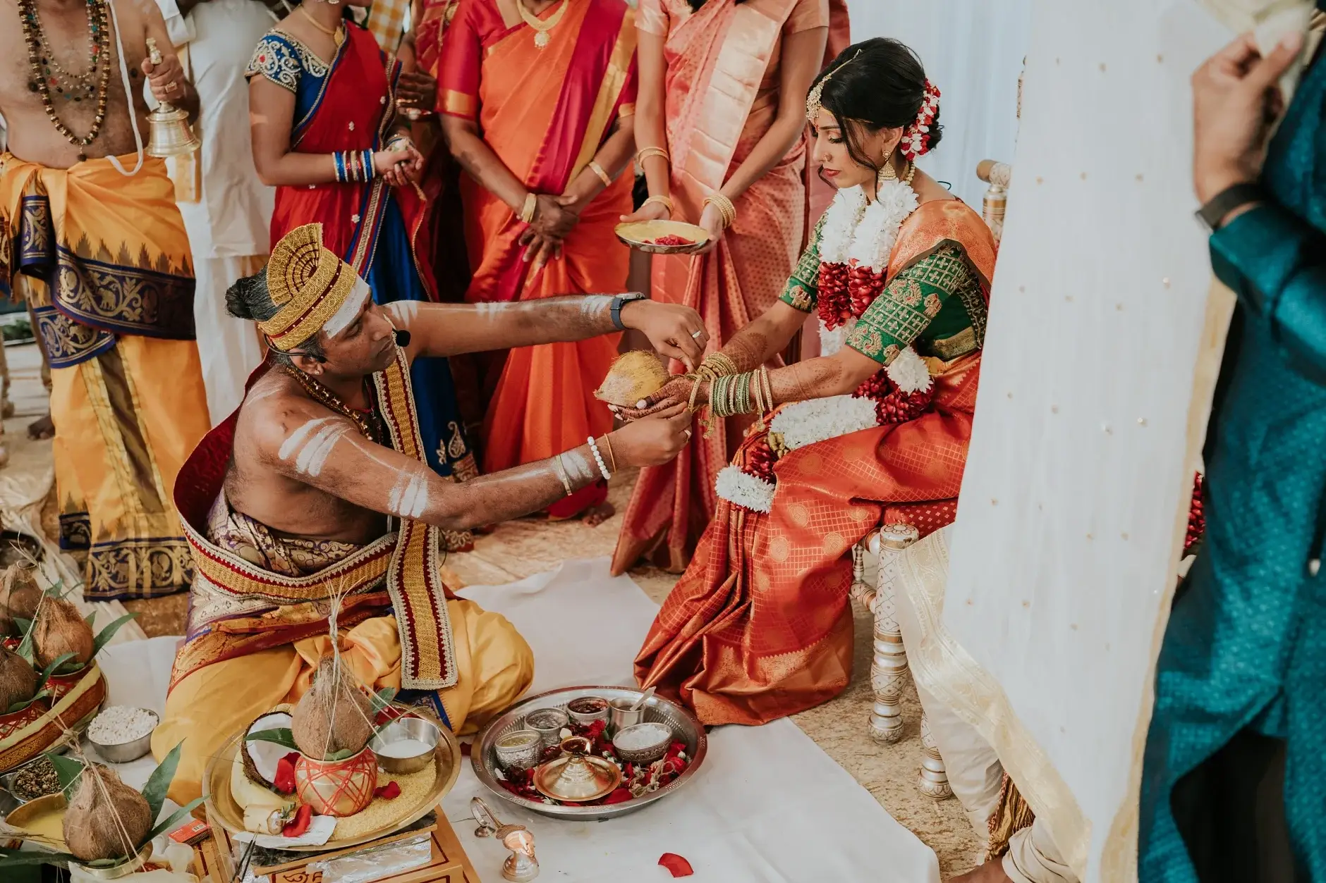 The pooja tray and offerings during the ceremony, Sydney