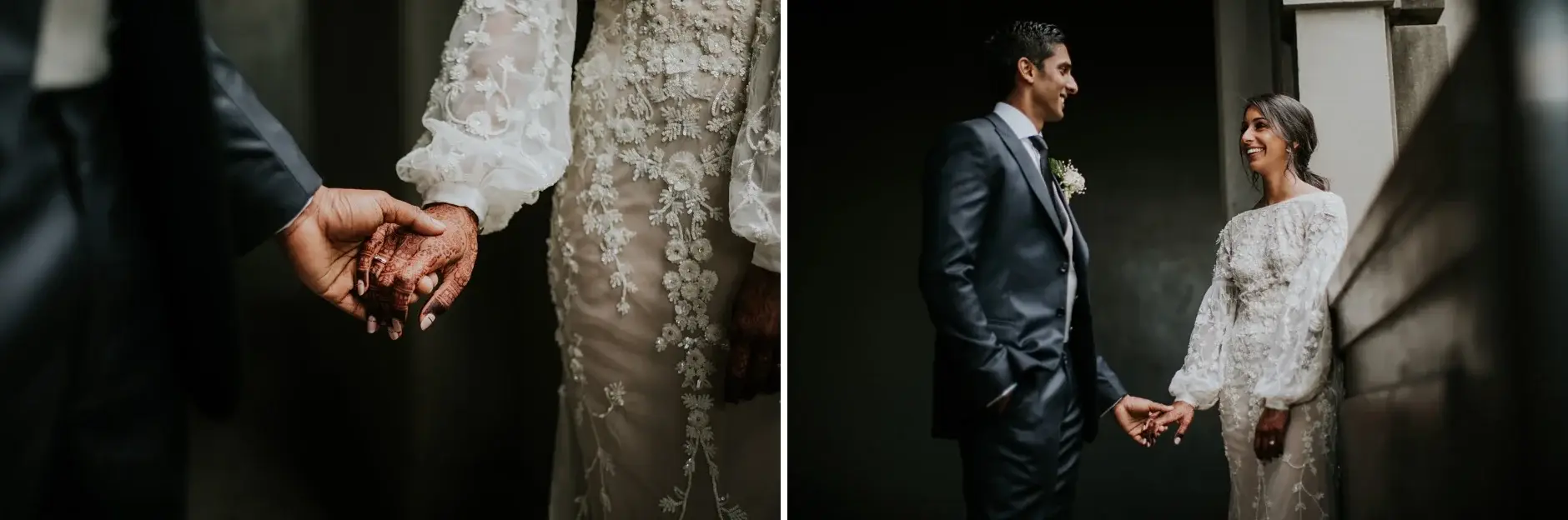 Their hands held together, and the two of them in the dark