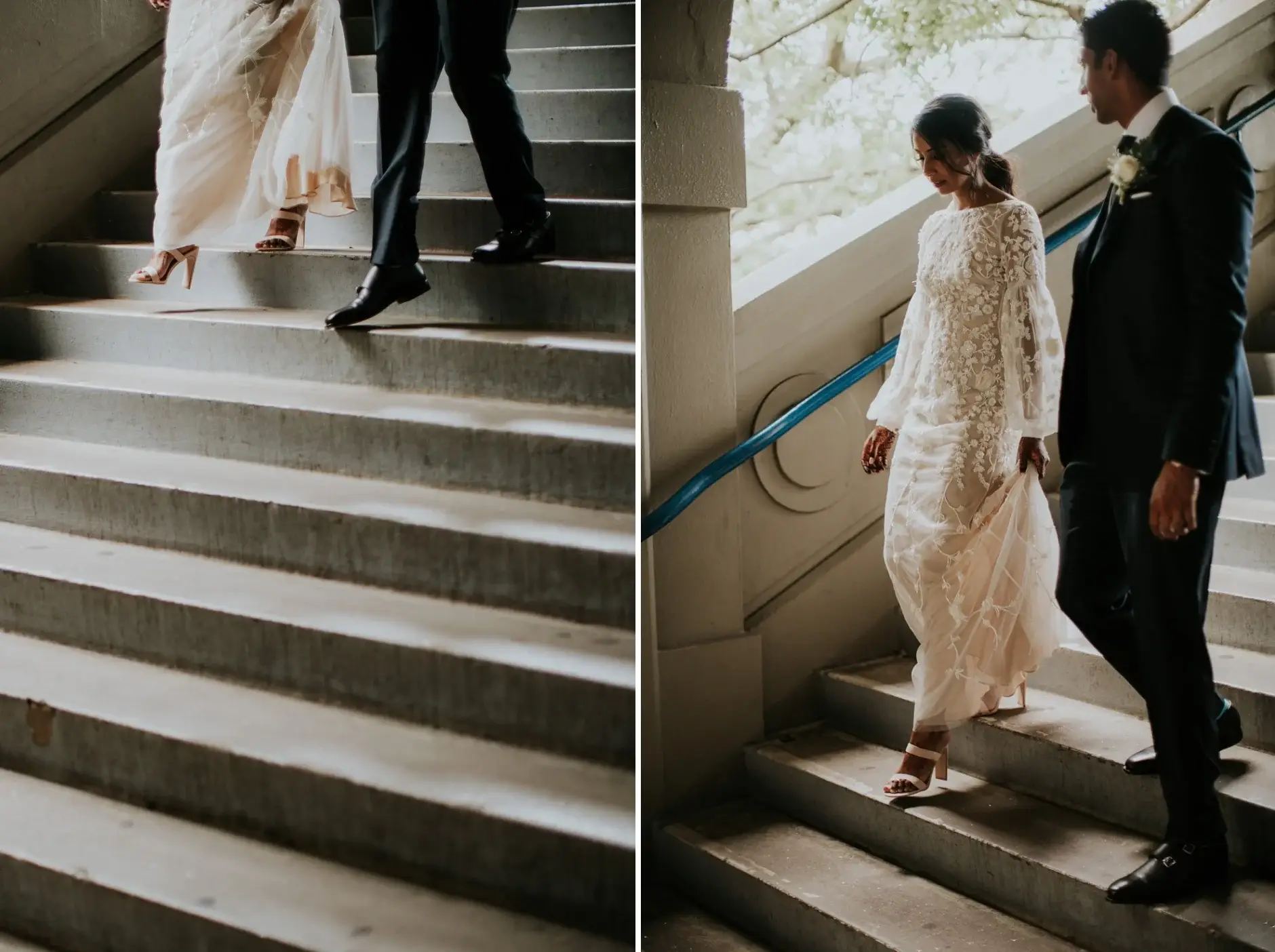 Priyanka’s heels on the steps, and the two of them descending