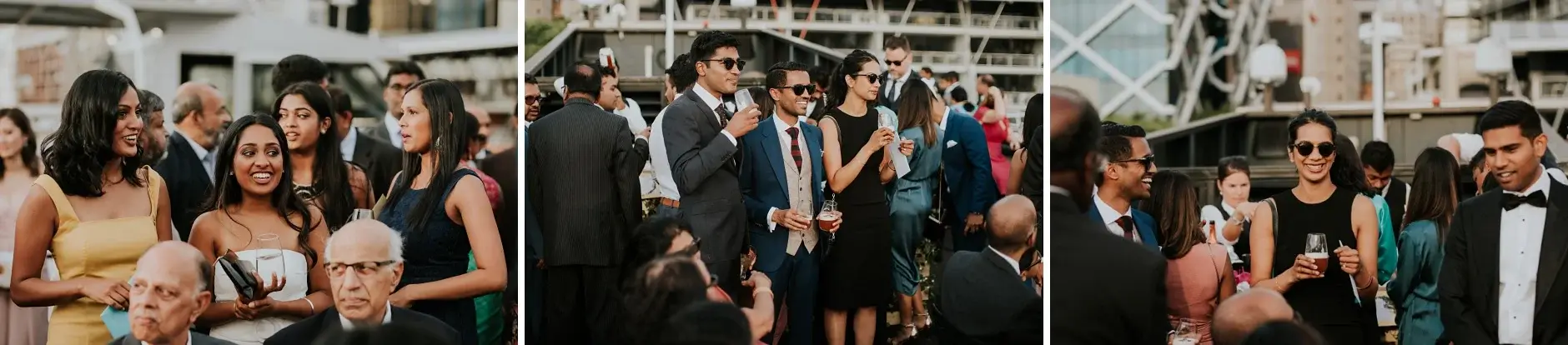 Guests waiting for the ceremony to begin, three frames, Sydney