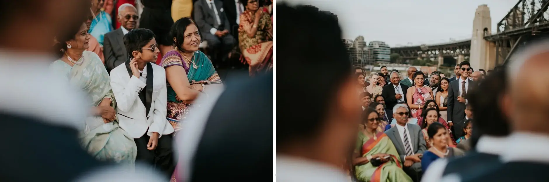 Guests watching the harbourside ceremony, two frames, Sydney