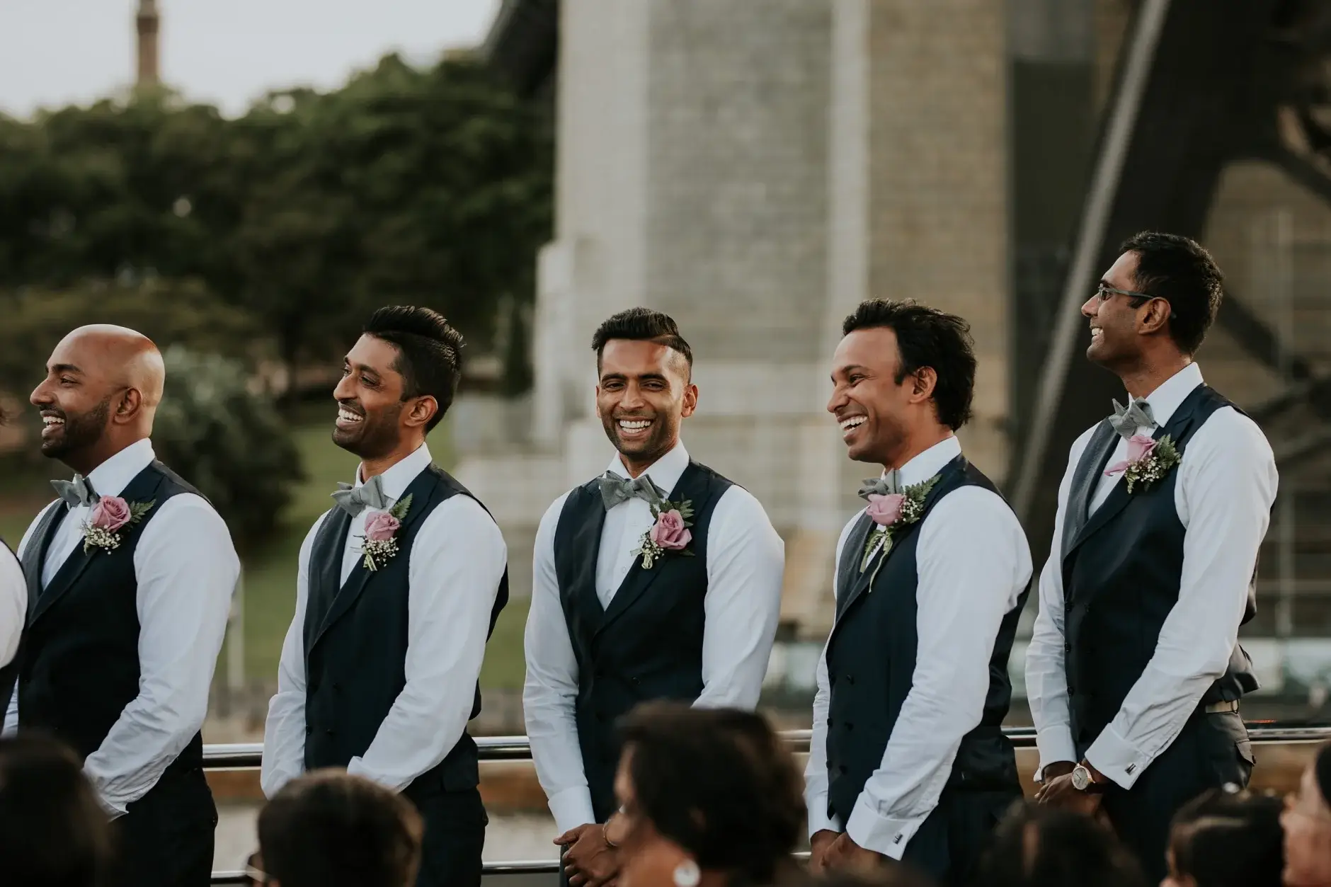 The groomsmen lined up at the ceremony, Sydney