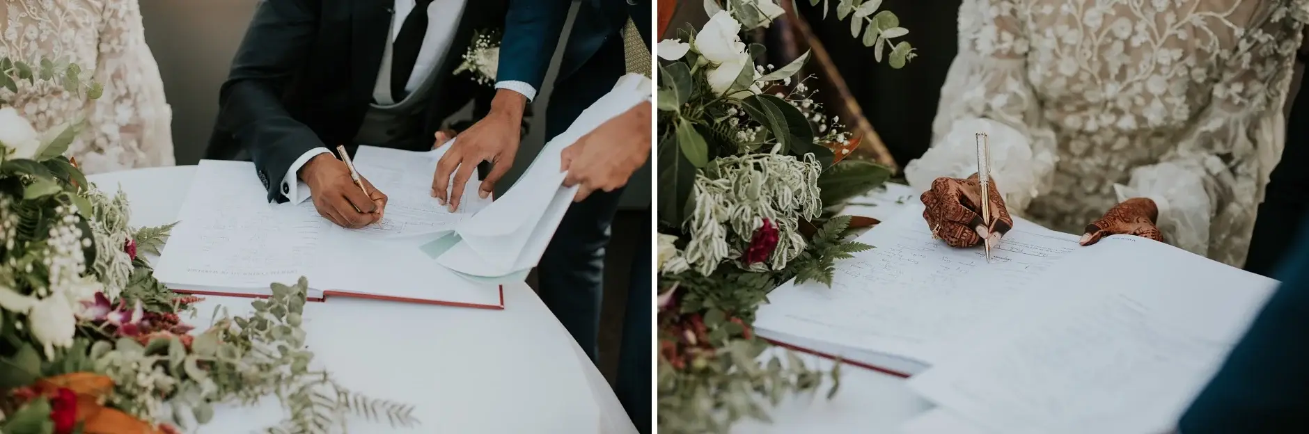Signing the marriage certificate, two frames, Sydney