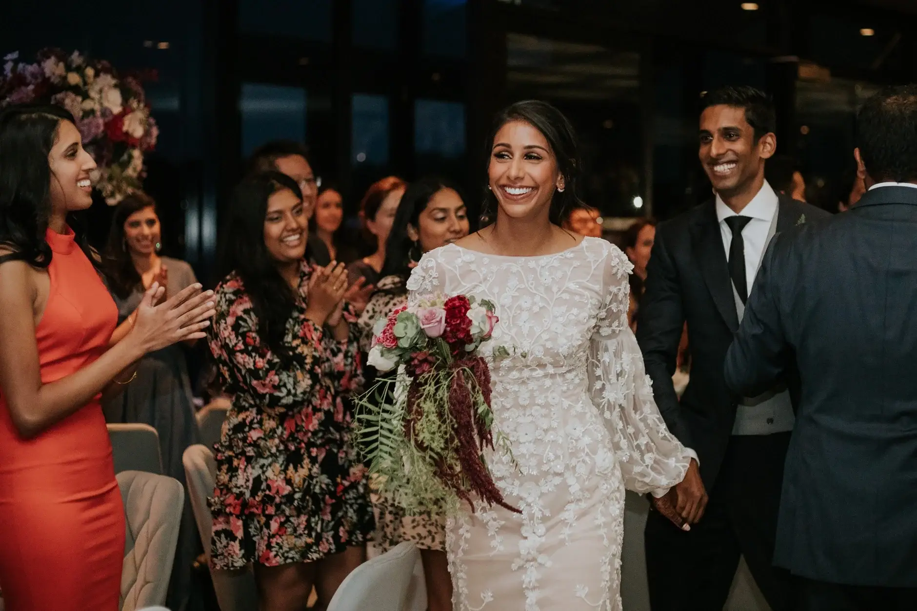 Priyanka and Brahman entering the reception to applause, Sydney