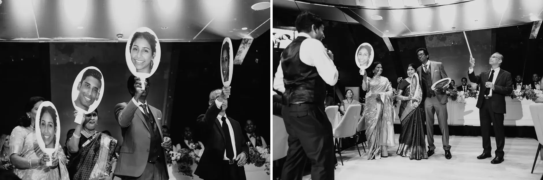 Speeches and toasts, two frames, black and white, Sydney