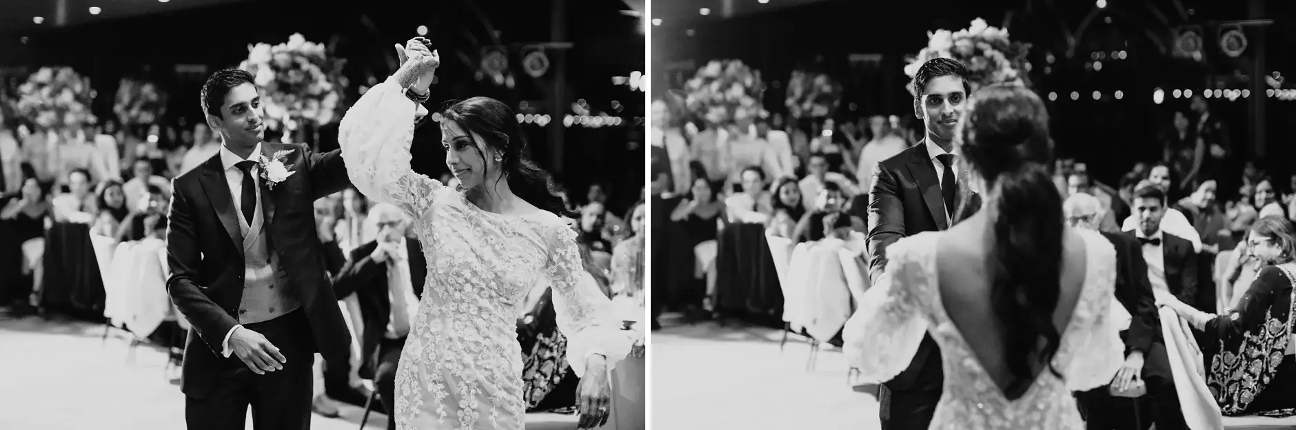 Dancing with guests, two frames, black and white, Sydney