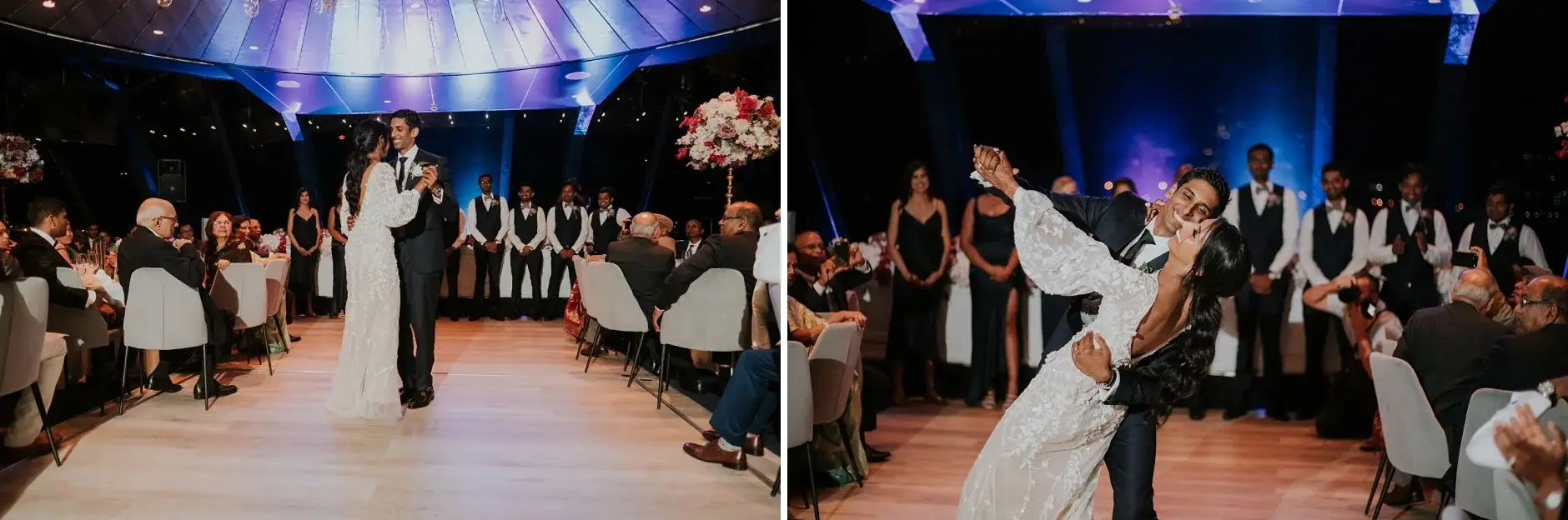 Guests dancing under the lights, two frames, Sydney