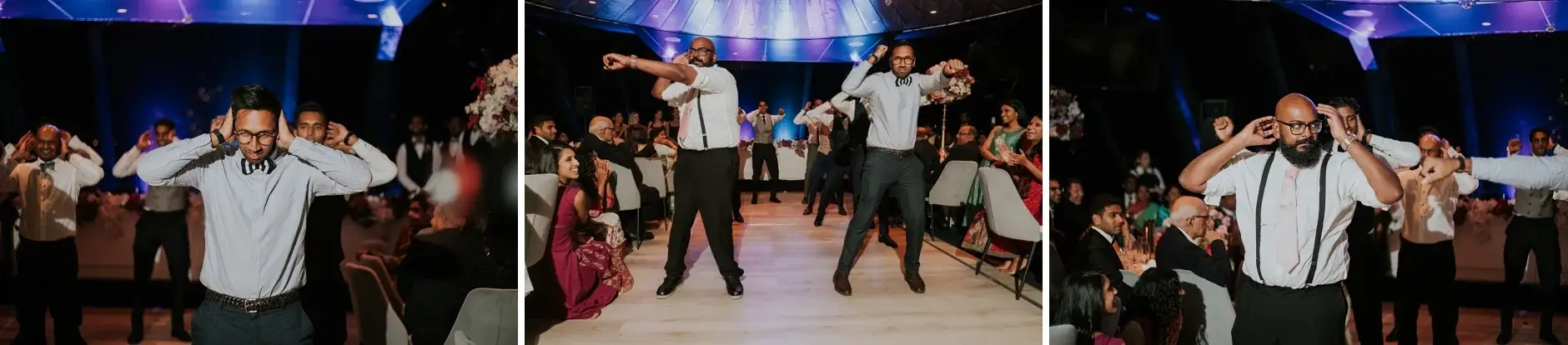 The groomsmen on the dance floor, three frames, Sydney