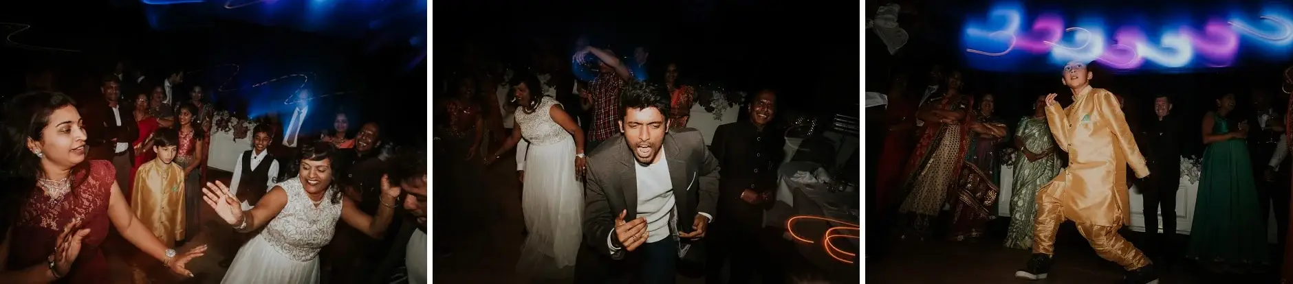 The dance floor late in the night, three frames, Sydney