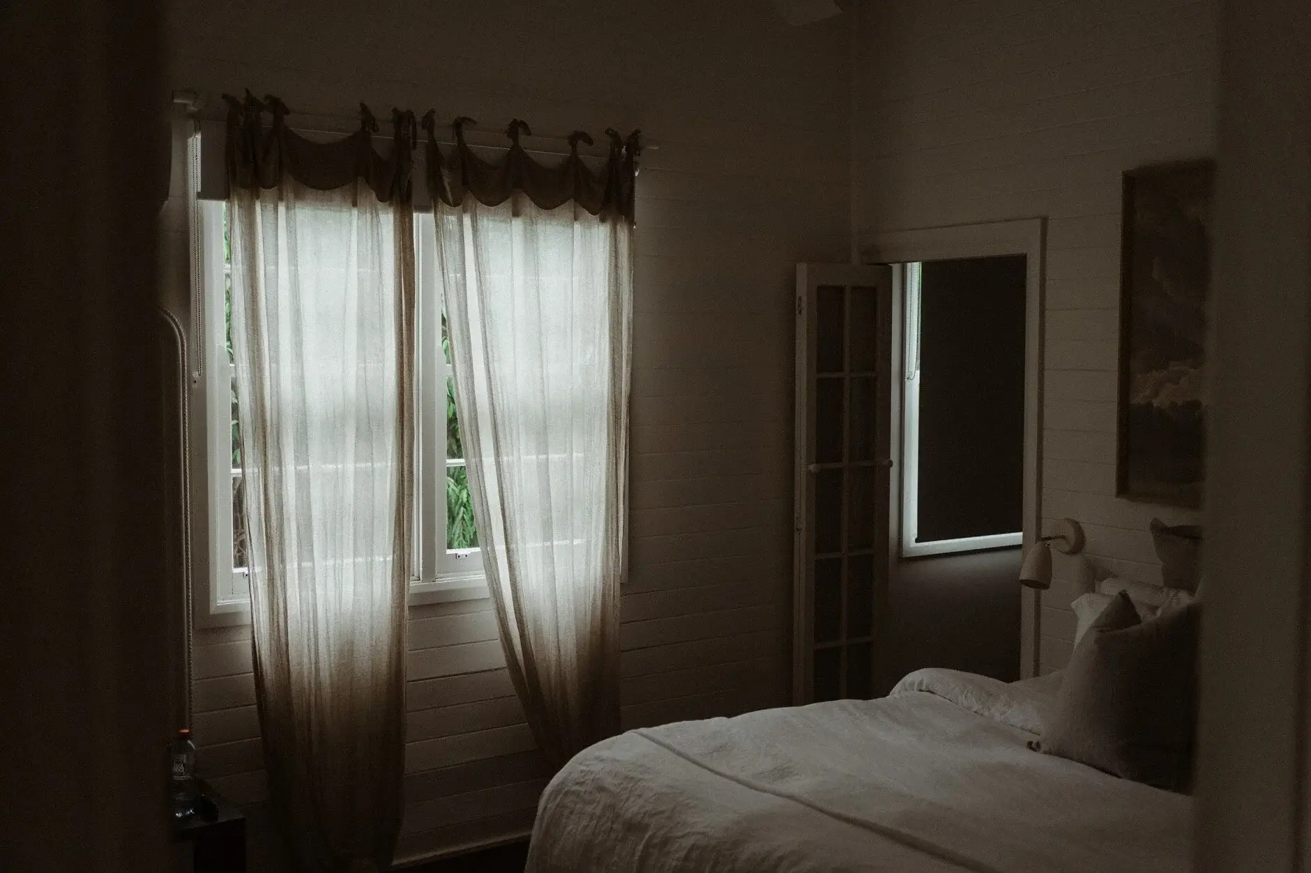 The quiet bedroom of the getting-ready house before the day begins, Byron Bay