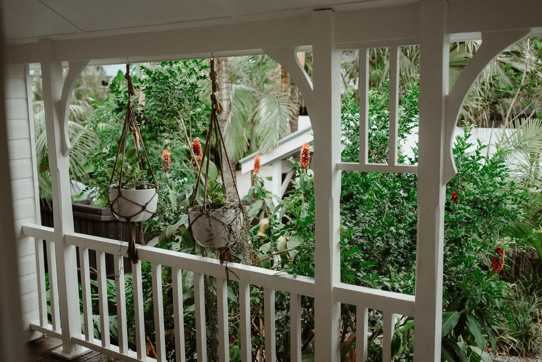 The verandah of the getting-ready house looking out to the garden, Byron Bay