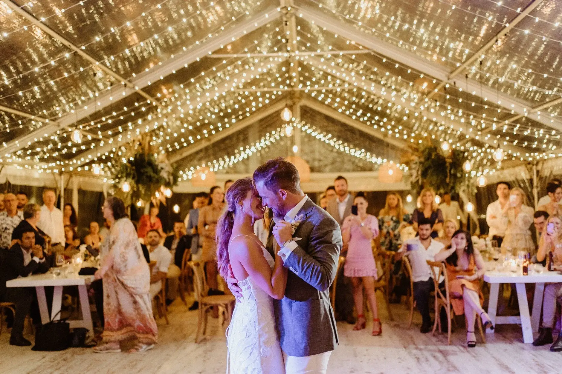 The first dance under the festoon lights, Byron View Farm