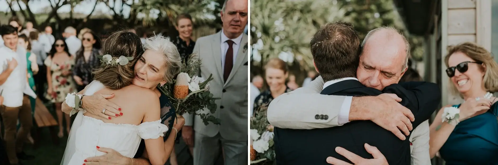 More hugs and laughter after the ceremony, Belongil Beach