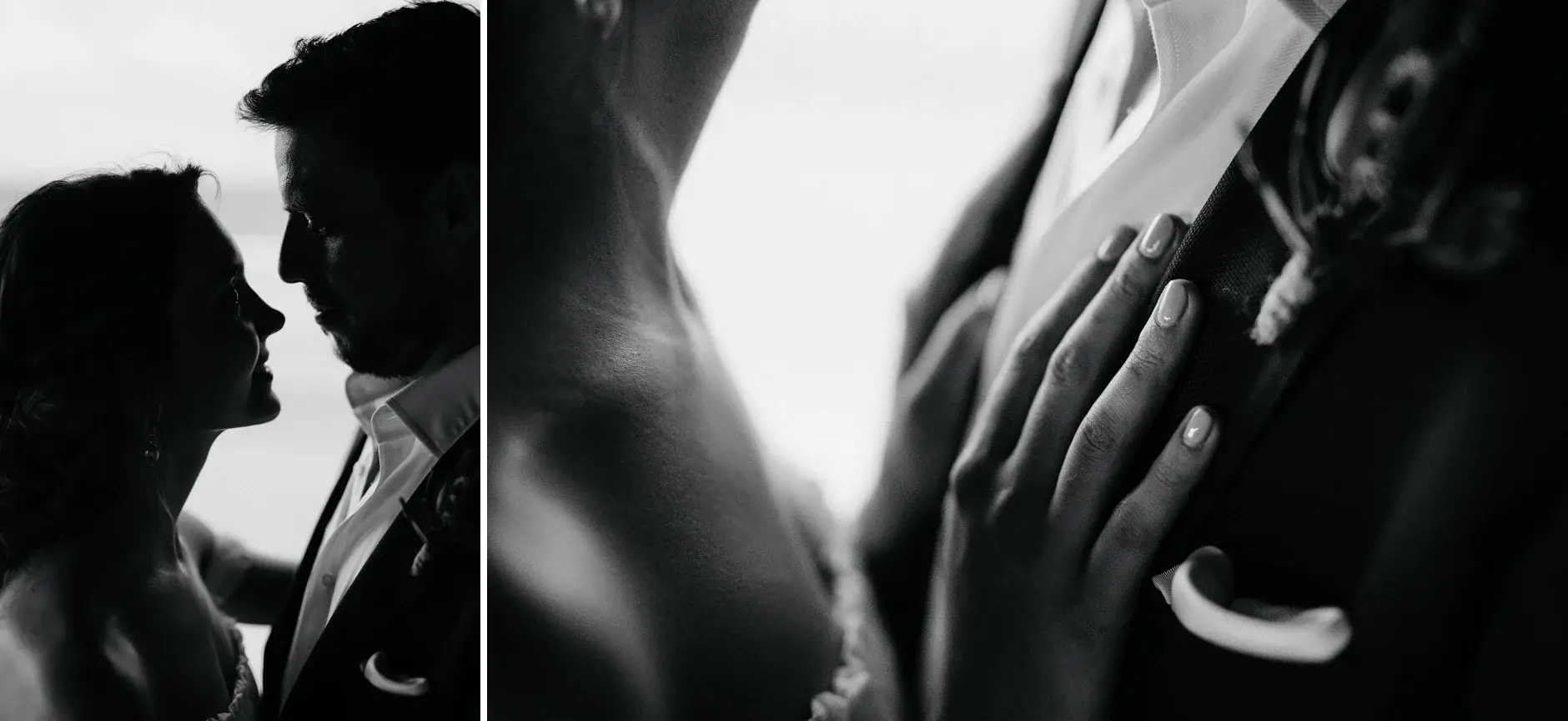 Cassie and Jack in the beach house at dusk, black and white, Belongil
