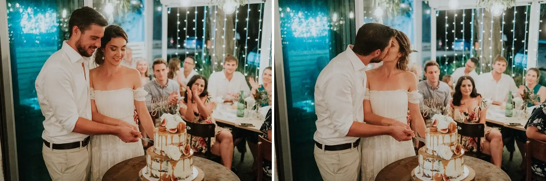 The first dance, two frames, black and white, Belongil Beach
