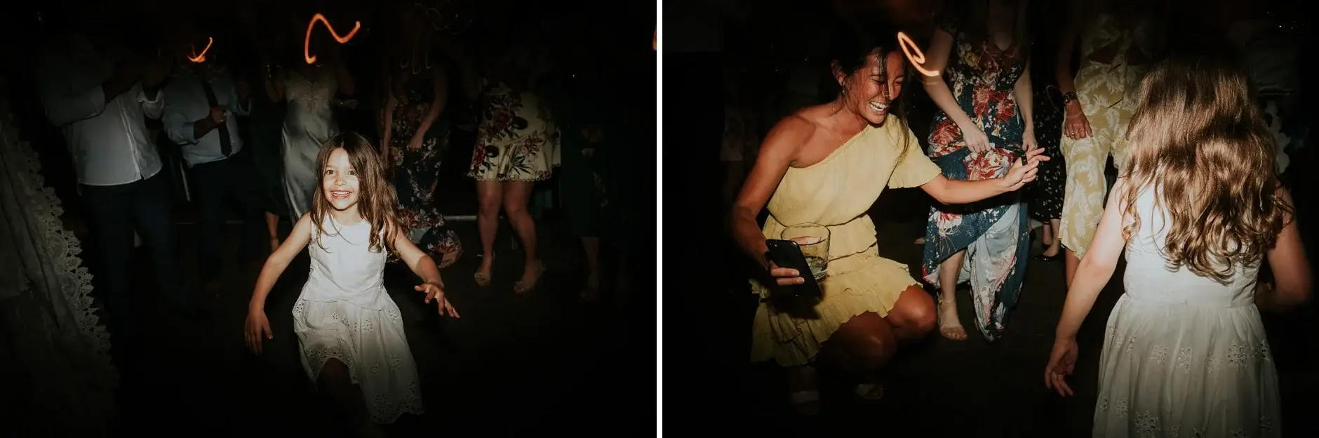 The dance floor in full swing, two frames, Belongil Beach