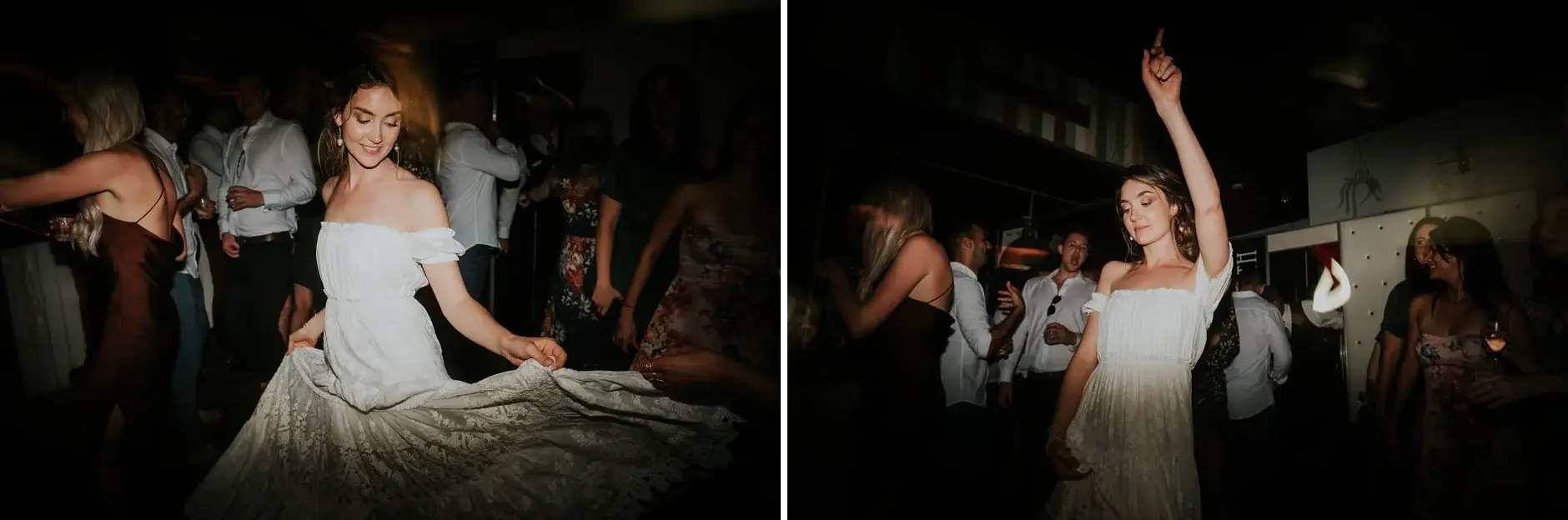 Cassie on the dance floor, two frames, Belongil Beach