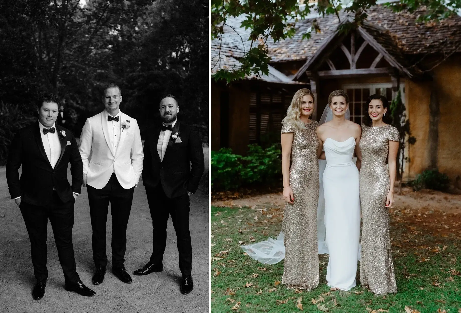 The groomsmen and the bridesmaids in the garden, Deux Belettes