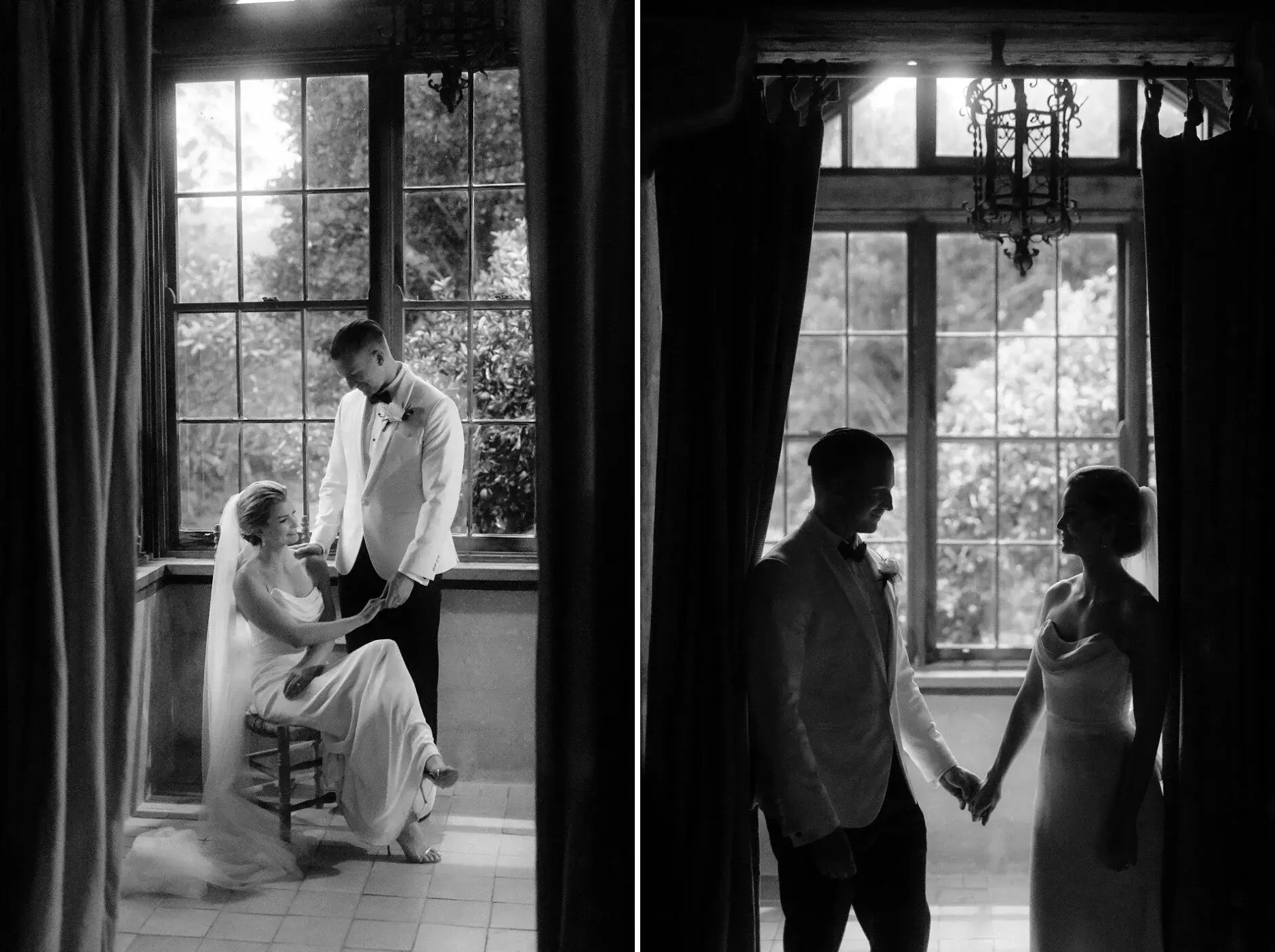 Maddie and John in the window light of the farmhouse, Deux Belettes