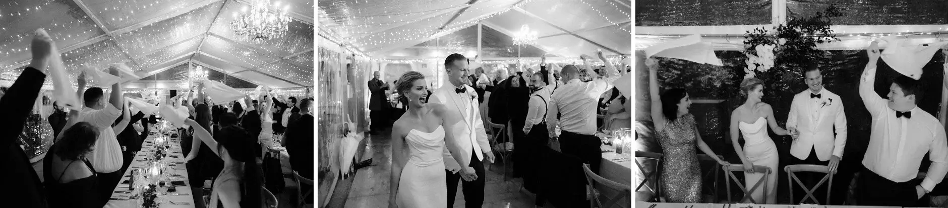 Guests dancing and celebrating through the reception, Deux Belettes