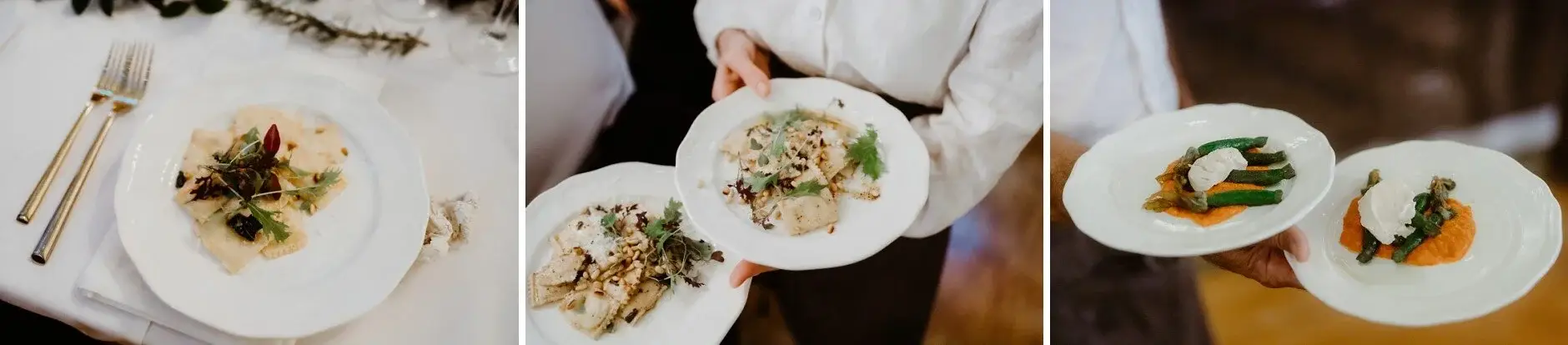 The plated courses being carried out to the tables, Deux Belettes