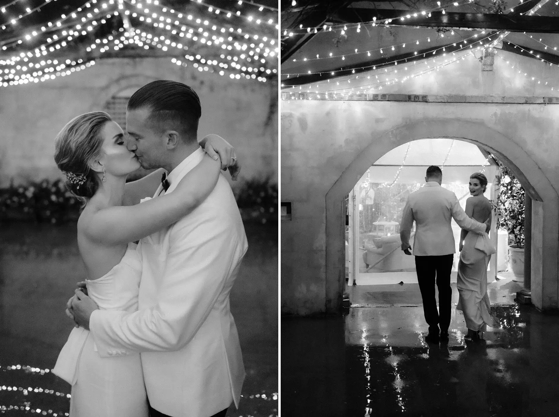 Maddie and John dancing, and walking out through the archway, Deux Belettes