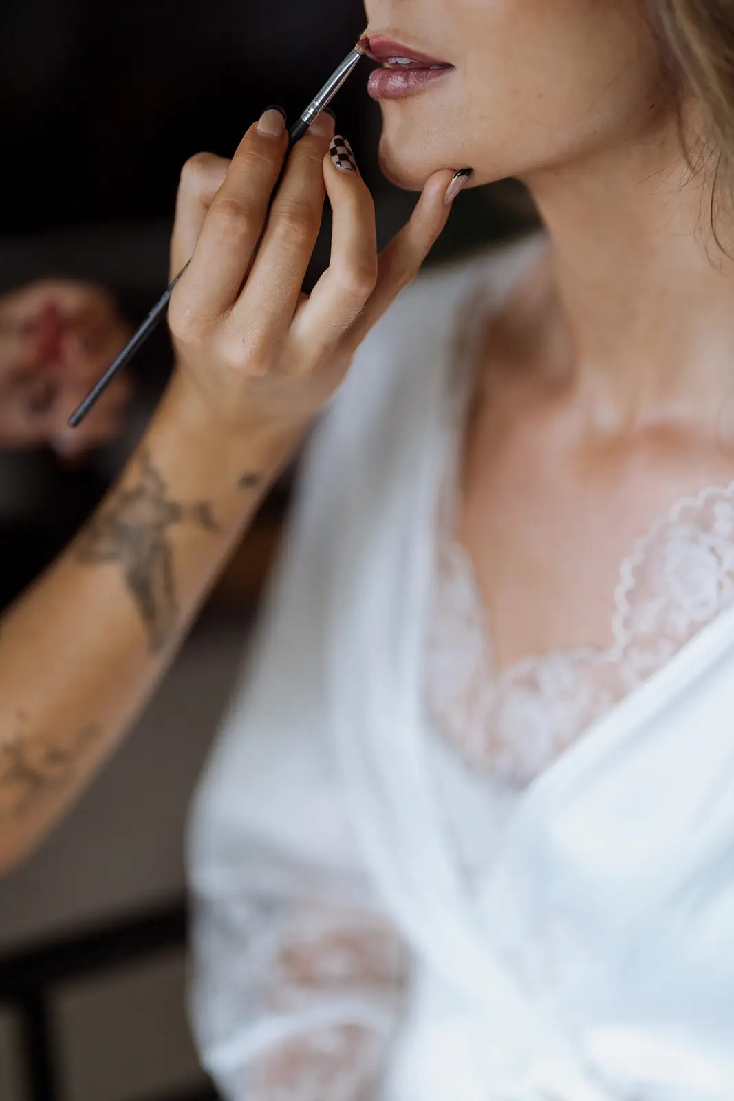 Letitia having her makeup done before the wedding, Byron Bay