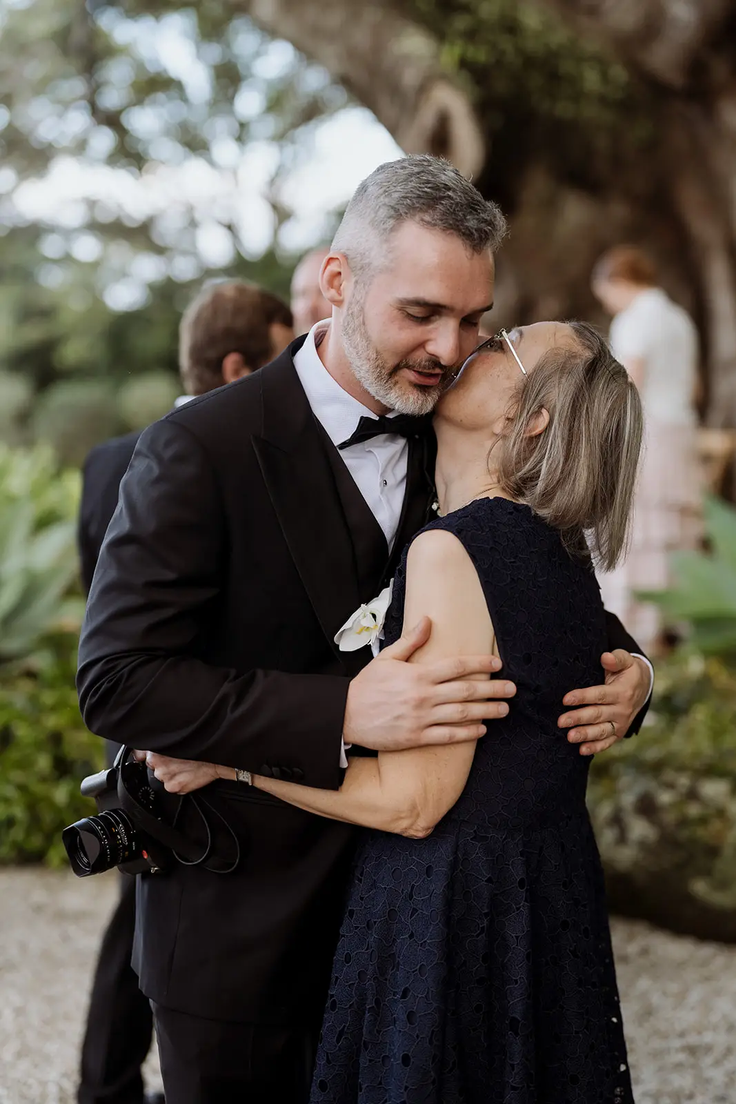 A guest embracing after the ceremony, Byron Bay