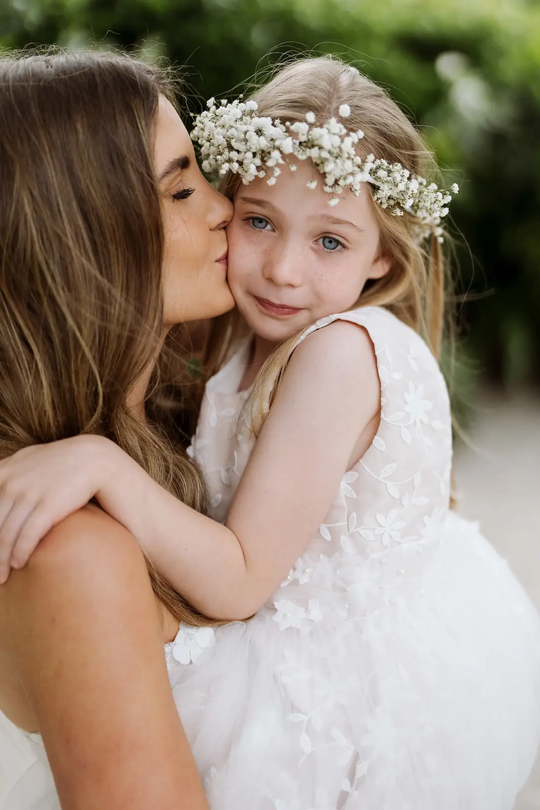 Letitia with a flower girl after the ceremony, Byron Bay