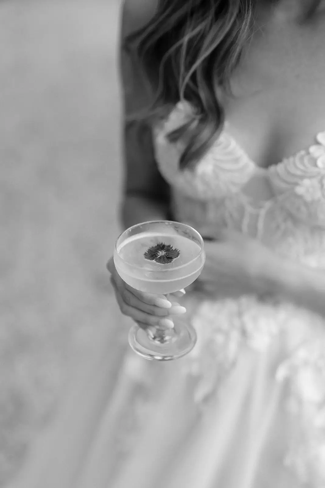 Detail of Letitia's dress and veil, Fig Tree Restaurant