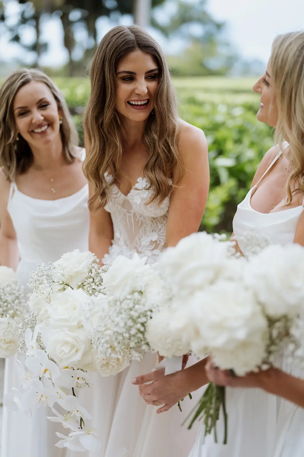 The bridesmaids laughing together, Byron Bay