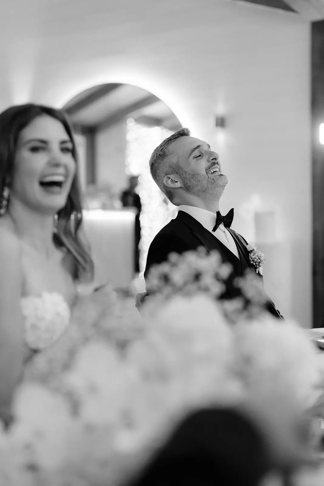 A guest laughing during the speeches, Fig Tree Restaurant
