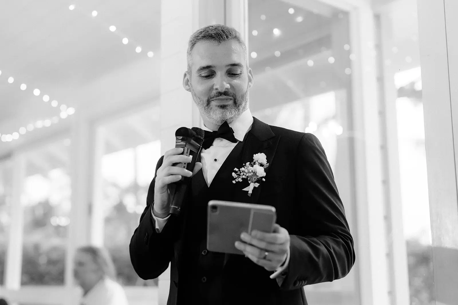 Yoni giving a speech at the reception, Fig Tree Restaurant