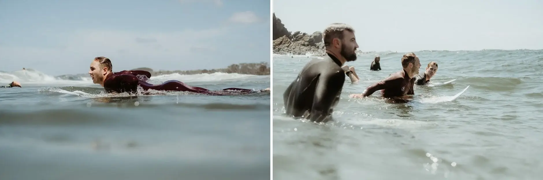 Surfing at Byron Bay on the morning of the wedding