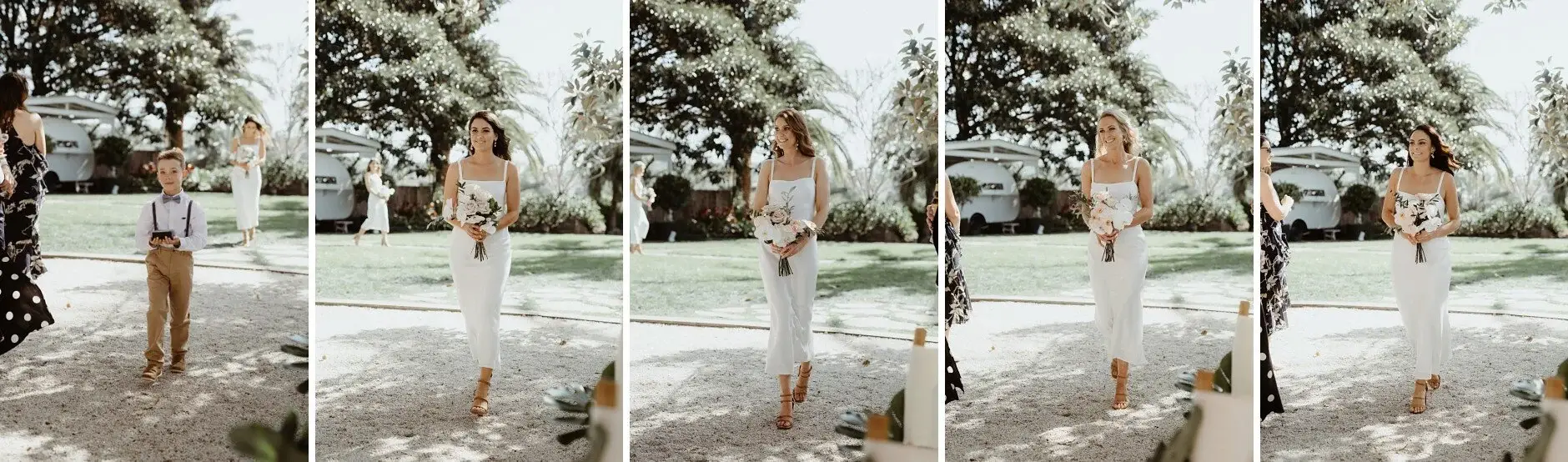 Em walking down the aisle with her father, frame by frame, Byron Bay