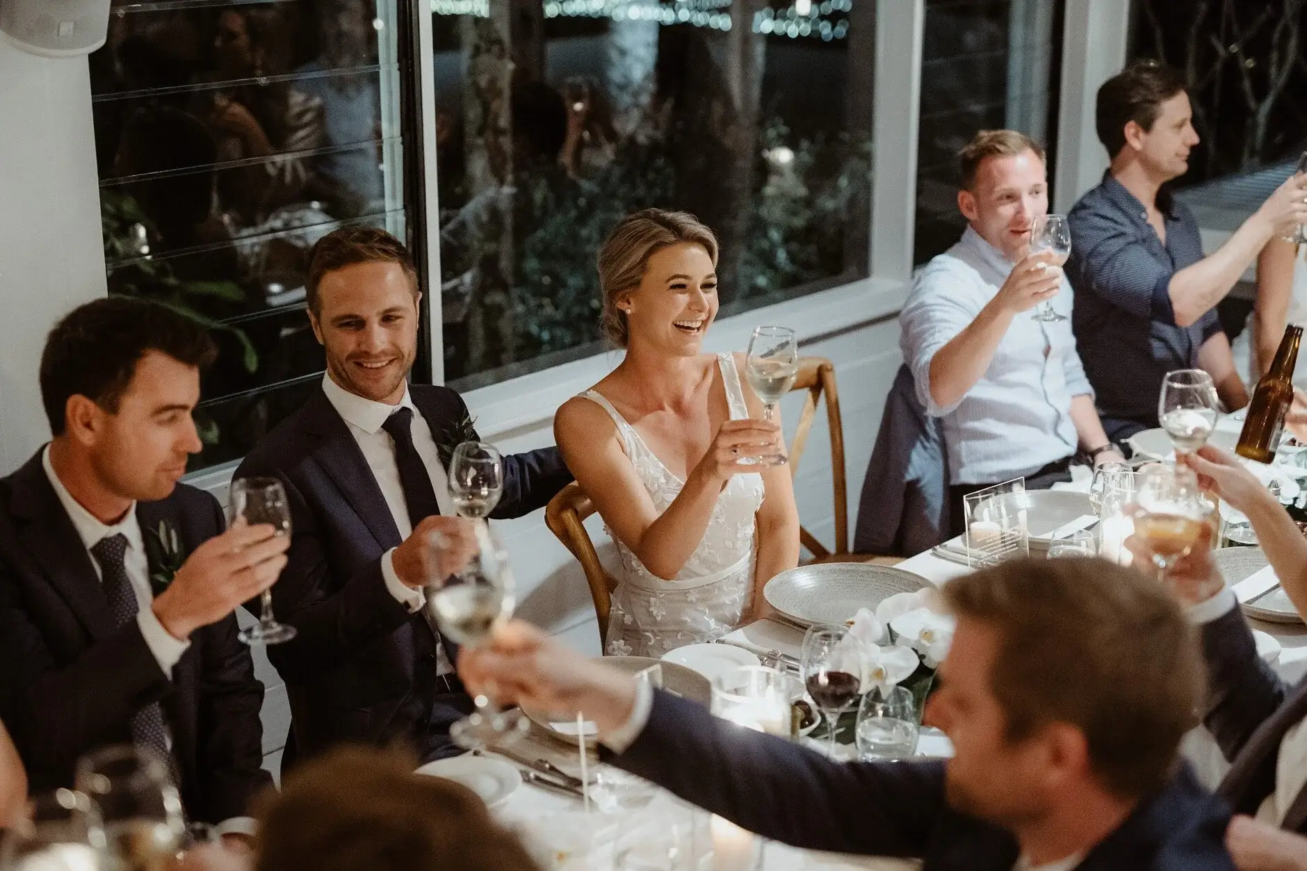 A toast around the table at the Fig Tree Restaurant, Byron Bay