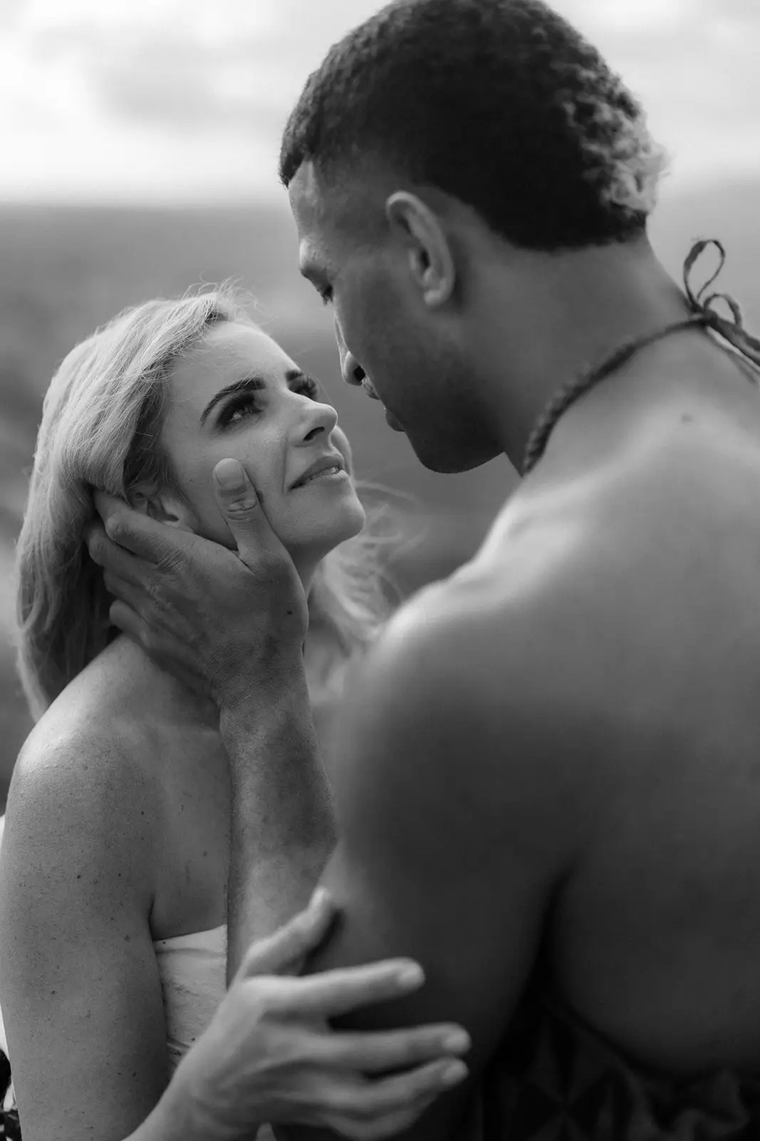 Black and white portrait of Brittany and Viliame, Nausori Highlands