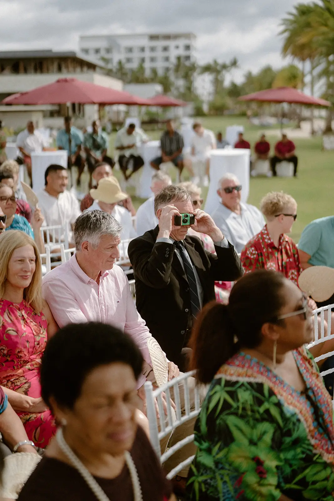 Guests seated on the lawn for the ceremony, Nadi Bay, Fiji