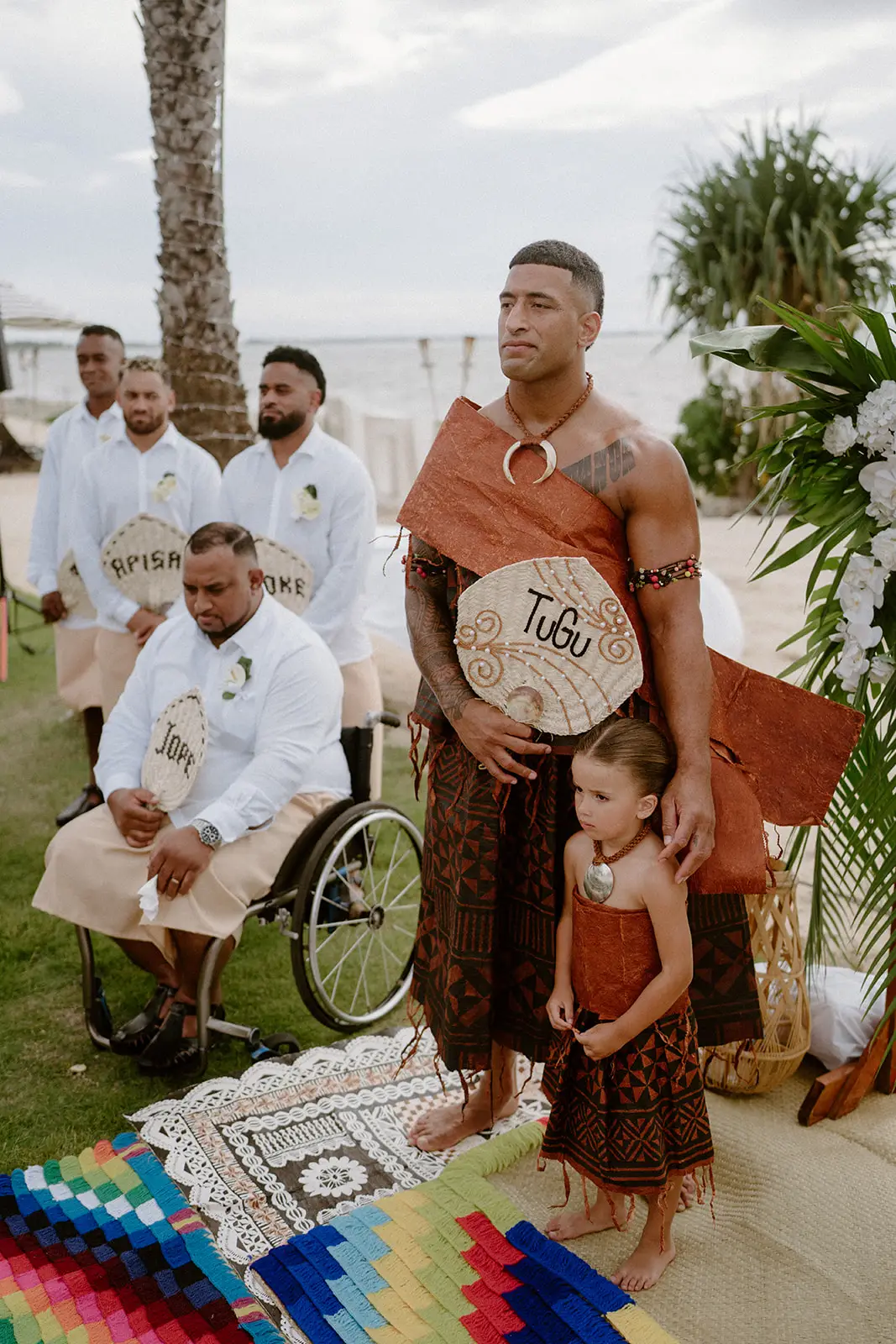 The wedding procession along woven mats, Crowne Plaza Nadi Bay