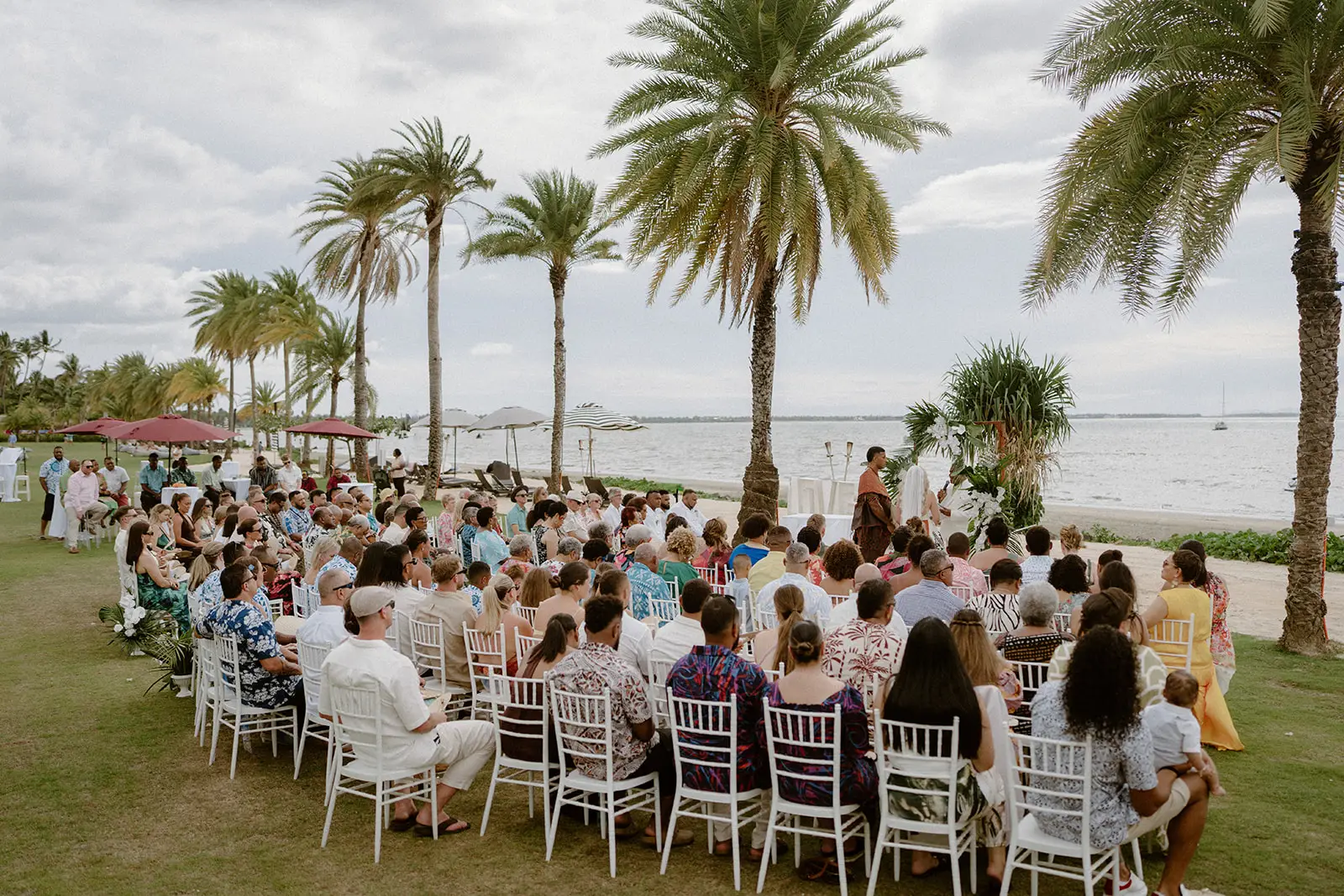 The beachfront ceremony under palms, Crowne Plaza Nadi Bay