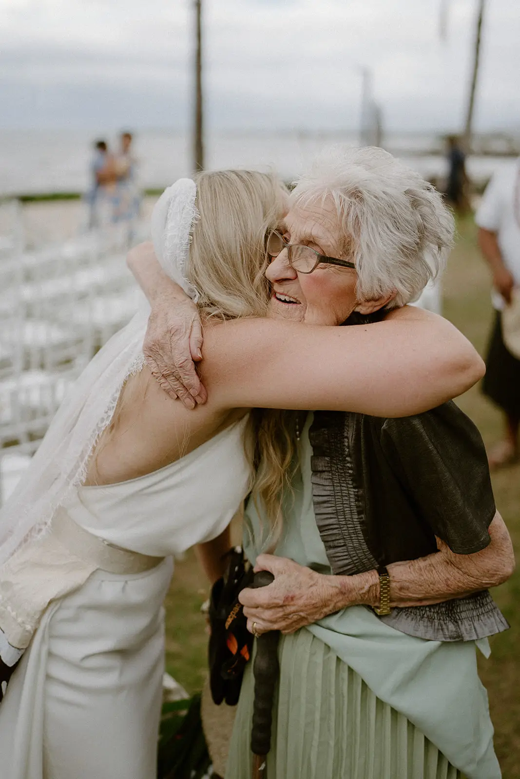 Brittany embracing her grandmother after the ceremony, Nadi Bay