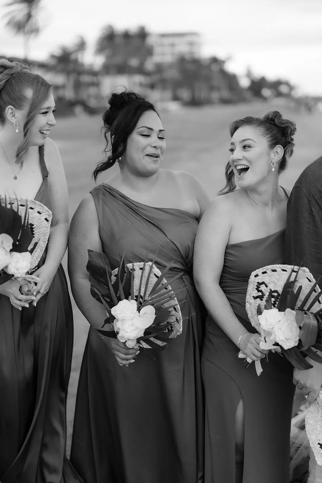 Bridesmaids with their bouquets, Crowne Plaza Nadi Bay