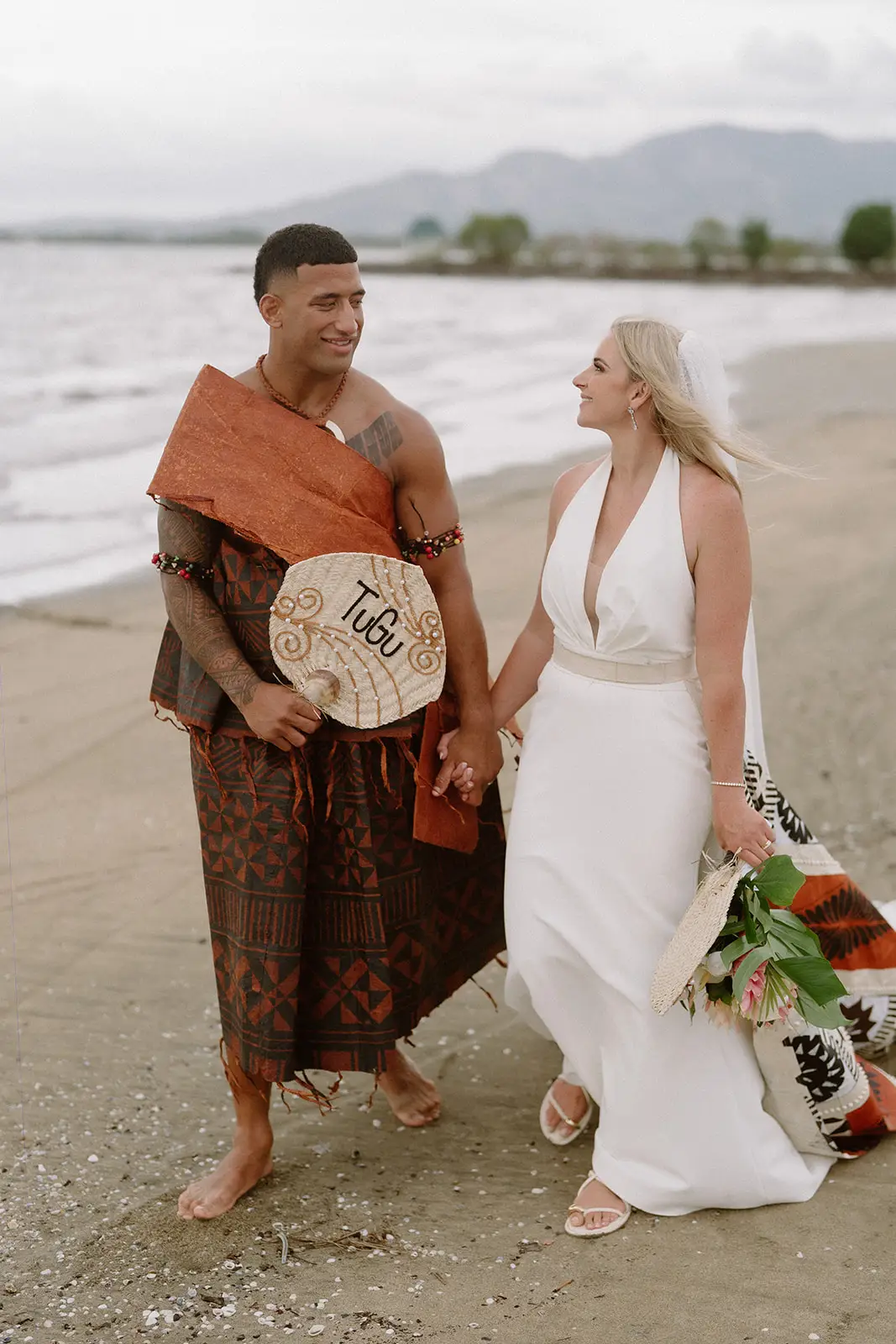 Brittany and Viliame on the beach at Nadi Bay, Fiji